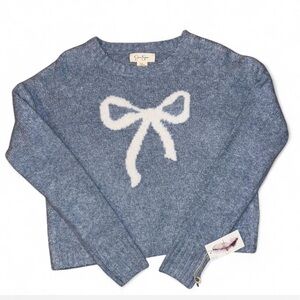 BNWT - Cozy Blue Sweater with White Bow by Jessica Simpson